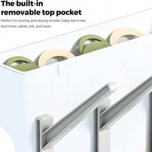 Baby Bottle Drying Rack – 3-Tier Vertical Storage Stand For Bottles, Pump Parts & Pacifiers – Includes Detachable Drip Tray – Space-Saving, Quick-Dry - Grey - View 9