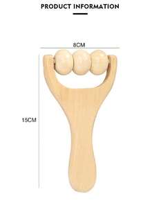 1个木质按摩滚轮，男女通用，适用于颈部、背部、面部、腰部、腿部、手臂、肌肉和腹部放松工具 - 彩色 - 查看 6