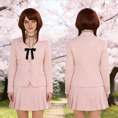 Peluca sintética corta y lisa de color castaño oscuro con capas para estilo diario Y2K