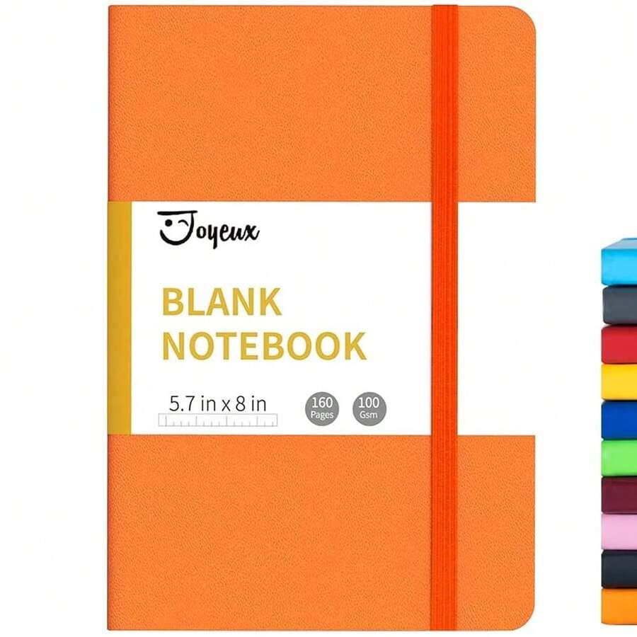Blank Journal Notebook, A5, 160 Pages 100 Gsm Thick Sketch Books Hardcover Journal For Writing, 5.7 Inches X 8 Inches Notebooks For Work, Study (Orange) - Orange - View 1