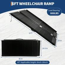 Tragbare, faltbare Rollstuhlrampe aus Aluminium – rutschfeste Oberfläche, stabiler Griff, Tragkraft bis 363 kg, für Treppen, Türschwellen, Bordsteine ​​und Treppen – barrierefreie Mobilitätslösung - 180 cm - Übersicht 2