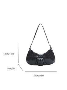 Women's Vintage Punk Rivet Motorcycle Bag, Shoulder Underarm Bag For Work And Commute - Black - View 7