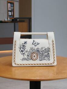 2026 New Autumn/Winter High-End Retro Chic Flap Handbag, Sophisticated Chinese-Style Hardware Design, Embroidered Flap Shoulder Bag, Versatile Large Capacity Women Tote Bag For Commuting - Multicolor - View 13