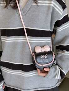 1pc Fashion Clutch Bag, Shoulder Bag, Mini Lipstick Bag, Girls' Handbag, Snap Closure Coin Purse, Versatile Outfit Accessory, Daily Use - Multicolor - View 3