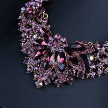 European And American Fashion Elegant Purple Crystal Necklace, Earrings, Exaggerated Choker Jewelry Set - Multicolor - View 8