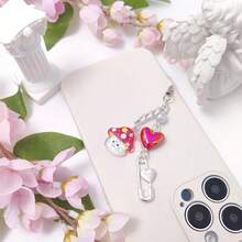 Y2K Cute Phone Charms Set - Aesthetic Cherry,Flower, Butterfly & Star Cell Phone Straps, Kawaii PhoneAccessories For Bag Keychain, , Camera Decor - Red & PinkHeart - View 4