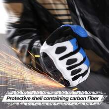 Guantes de piel de cabra de carbono para motocicleta para máxima protección y comodidad - C - Ver 3