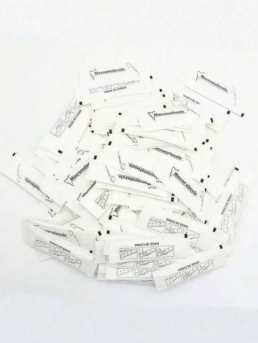 50pcs Individually Packaged Dental Floss Picks, Individually Packaged Dental Floss Sticks, Paper Packaged Dental Floss - White - View 1