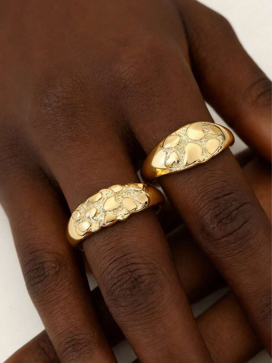 1 Fashionable, Simple And Personalized Wide And Uneven Ring Suitable For Women, Versatile For Daily Wear And Can Be Given As A Gift To Friends