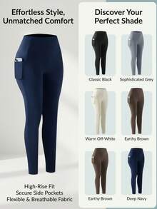 OKP 5 Pack High Waisted Yoga Leggings For Women With Side Pockets, Buttery Soft Butt Lifting Tummy Control Workout Pants, 4-Way Stretch Moisture Wicking Non-See-Through Leggings For Gym, Yoga, Running & Daily Lounge - 彩色 - 查看 6