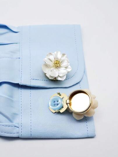 1 pieza Regalo del Día de San Valentín Camisa de lujo de alta gama con puños con botones y funda de manga con botón de tortuga a juego, ideal para mejores amigos o parejas.