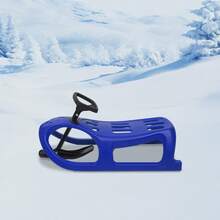 LYNICESHOP Snow Sled For Kids,SnowRush Sledge,Single Rider Racer Toboggan With Pull Rope And Steering Wheel, 220 Lbs Capacity Outdoor Plastic Winter Sleigh For Toddlers & Kids. Holiday Gift (US Stock) Faster Delivery - Blue - View 3