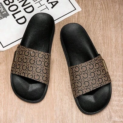 1 双男女通用 PVC 平底防滑拖鞋，男士沙滩凉鞋，超级舒适，防滑耐穿，休闲男士拖鞋，男士凉鞋，适合日常、休闲和度假穿着，夏季（棕色情侣款）