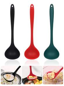 1pc Silicone Soup Spoon, Kitchen Cooking Spoon, Non Stick Mixing Spoon, Long Handled Spoon, Salad Mixing Spoon, Dining Spoon, Heat-Resistant Utensil Spoon,Kitchen Small Tool,Used For Mixing, Baking, Roasting, Tasting, Cooking - Multicolor - View 9