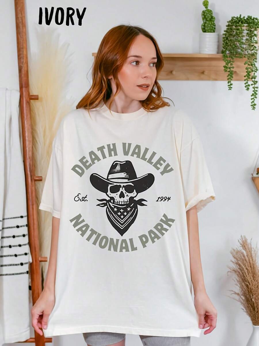 1PC Camiseta del Día de San Valentín para Mujeres Camiseta del Parque Nacional de Death Valley Camiseta Temática de Death Valley Camiseta del Parque de Death Valley Camiseta Conmemorativa de Death Valley Camiseta de Death Valley Camiseta Temática de California Camisetas Cómodas para la Familia, Camiseta de Moda Y2K, Camiseta de Tela Transpirable, Ropa de Uso Diario para Todo el Año - Blanco - Ver 1