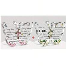 1 món quà Acrylic Christian Faith có câu Kinh thánh, quà tặng truyền cảm hứng cho phụ nữ/đàn ông, vật phẩm tôn giáo trang trí bàn làm việc hình con bướm, vật chặn giấy văn phòng tại nhà vào dịp Giáng sinh - màu xanh lá - Xem 14