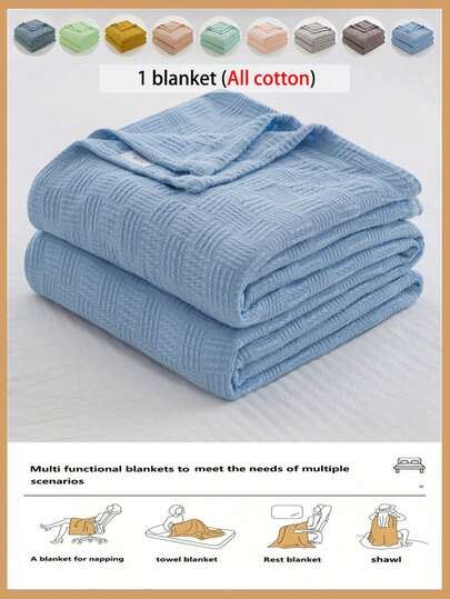 1 adet %100 Pamuk Örme Battaniye - Ultra İnce Nefes Alabilen Ekose Desen | Tüm Mevsimler İçin Uygun | Makinede Yıkanabilir | Yaz ve Gece Terlemeleri İçin İdeal | Modern Yumuşak Dokulu Atma Battaniye, Çağdaş Ev Dekorasyonu, Minimalist Tasarım Kolay Bakım Kumaşı