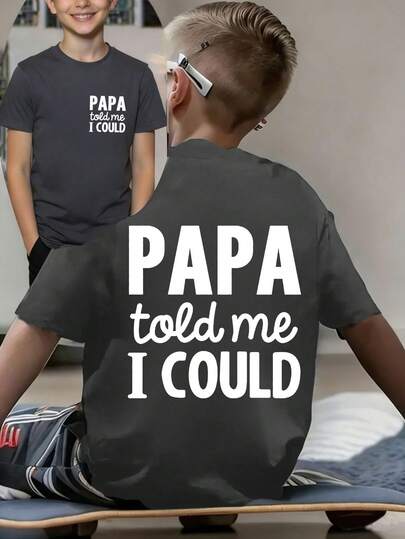 Tween Boy Casual Graphic Print Crew Neck Short Sleeve T-Shirt, Summer Top