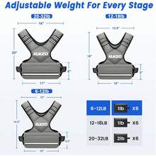 Chaleco con peso ajustable para mujer y hombre, 6-12 libras/12-8 libras/20-32 libras con 6 pesos de arena de hierro para entrenamiento de fuerza, rucking, correr, caminar, entrenamiento físico - Gris - Ver 7