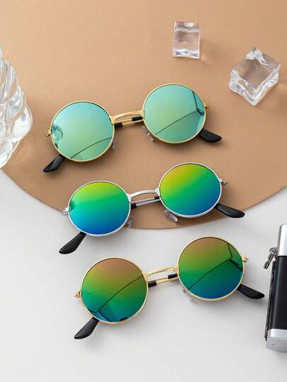 3 طقم نظارات إطار معدني أسود مع تشطيب ذهبي للأطفال، خفيفة الوزن وغير مسببة للحساسية، مناسبة للمدرسة وحفلات الأزياء والهدايا العيدية