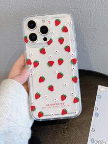 1个时尚创意全屏草莓花朵字母图案手机壳，适合作为节日礼物，兼容三星、苹果XS/XS Max/XR/11/12/13/14/14 Plus/15/15 Plus/16/16 Plus/7/8 Plus/17/17 Pro等型号 - 彩色 - 查看 6