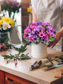 ArtiEleg 1/2/4 Bunches Artificial Gerbera Daisy Flowers, Realistic Purple And Pink Gerbera Daisies - High Quality Faux Flowers, Suitable For Apartment Decor, Rental Home Vases, Living Room Tabletop, Office And Outdoor Patio Spring Decoration - Purple - View 8