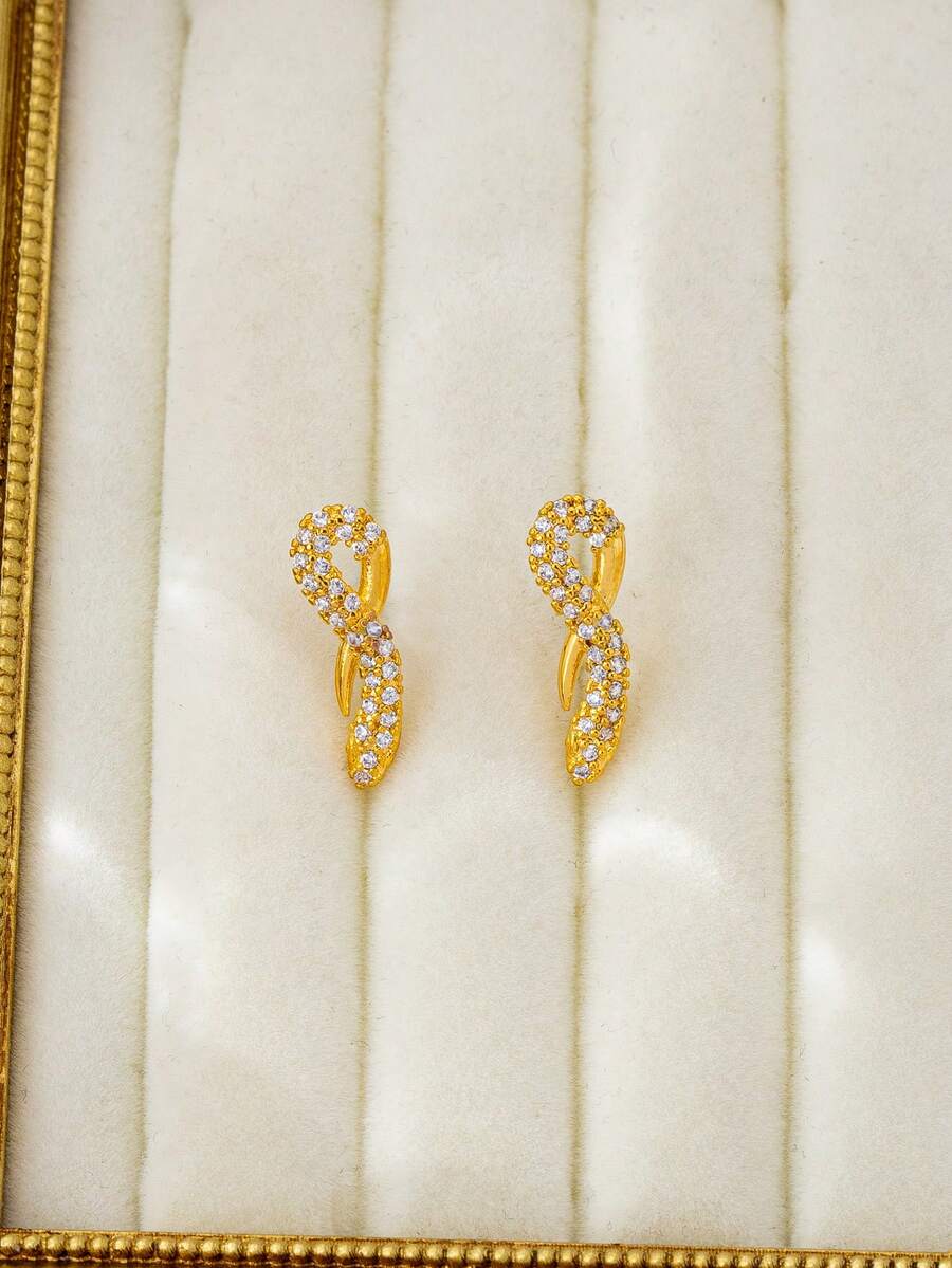 1对 2026新款 跨境字母数字图案时尚圈形耳环，几何数字耳钉 - 數位文字精美耳環 - 查看 1