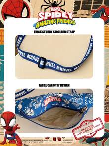 Marvel 1个漫威官方授权蜘蛛侠图案腰包，多功能斜挎包，男童休闲单肩包，轻便可调节肩带胸包，卡通零钱包，臀包，适合男孩、年轻粉丝、学生，完美适用于日常上学、户外玩耍、主题公园游玩、假期旅行、运动。 - 彩色 - 查看 12