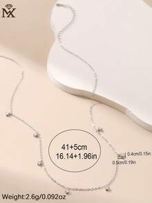 SYMFNY 1pc Elegant Minimalist 925 Sterling Silver Cubic Zirconia Pendant Necklace For Women, Party Wear - Silver - View 4
