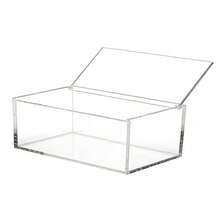 Clear Acrylic Box With Hinged Lid – Small Plastic Organizer For Office, Desk, Makeup, Crafts, Cotton Balls, Jewelry & More - 5,9 x 3,1 x 1,9 inch - Xem 1