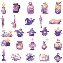 50 piezas Pegatinas de dibujos animados de pociones mágicas de color púrpura gótico, adecuadas para scrapbooking, diarios, portátiles, botellas de agua, coches, diseños basados en la fe con mensajes positivos, gran regalo - Multicolor - Ver 8