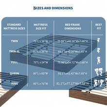 Estructura de cama de plataforma de madera, estructura de cama de madera sin cabecero, soporte de listones de madera, no requiere colchón de muelles, fácil de montar. - Marrón - Ver 7