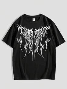Men's Gothic Dark  Print Casual T-Shirt- Breathable Cotton, Crew Neck, Short Sleeve- Perfect Summer Choice - màu đen - Xem 1