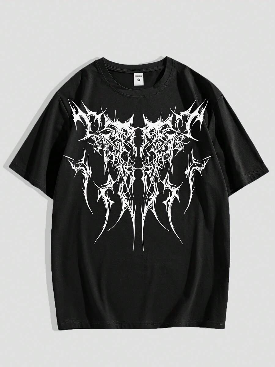 Men's Gothic Dark  Print Casual T-Shirt- Breathable Cotton, Crew Neck, Short Sleeve- Perfect Summer Choice - màu đen - Xem 1