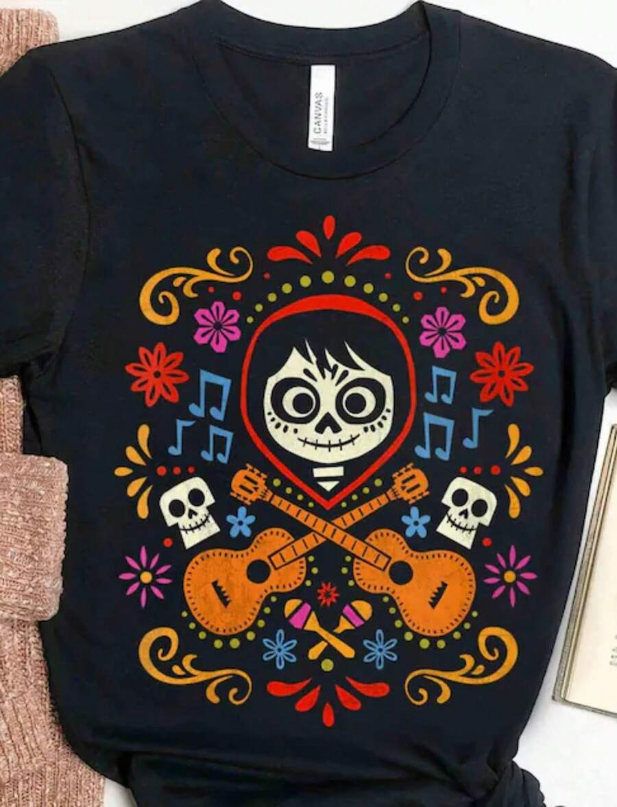 Coco Musical Miguel Shirt, Disneyland Vacation Holiday Trip Unisex T-Shirt Family Birthday Gift Adult Kid Toddler Tee - màu đen - Xem 1