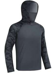 Chaqueta Solar Transpirable Secado Rápido Cubre rostro Pesca Ciclismo Exterior - Gris Oscuro - Ver 2