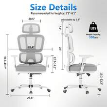 Ergonomic Gaming Chair With Liftable Lumbar Support And 3D Adjustable Armrests, Reclining Game Chair With Headrest And Swivel, Comfortable Office Desk Chair For Adults - Grey - View 5