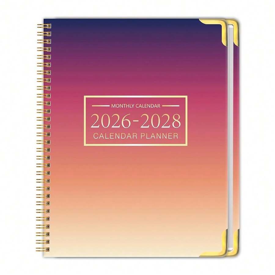 Monthly Planner 2026-2028, Hardcover 3 Year Calendar 2026-2027-2028 Calendar Book From Jan 2026 - Dec 2028, 9" X 11", Spiral Bound,Organizer For Office, Schoolsss, And Home, Sunset - GradientPurple - View 1