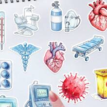 50张医疗主题贴纸，美观实用，可用于剪贴簿、日记本、笔记本电脑、保险杠、滑板、水瓶、电脑、手机、贺卡、相册、家具等装饰。 - 彩色 - 查看 8
