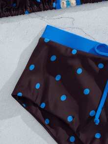 Sultry Sol Bộ bikini nữ màu vàng chấm bi kiểu retro, đồ bơi phối màu cổ điển, thích hợp cho các buổi đi chơi, tiệc sinh nhật, trang phục thường ngày, phong cách Y2K, phong cách những năm 2000, thanh lịch, phong cách quý tộc xưa, thời trang đường phố, kỳ nghỉ, trang phục đi biển mùa hè. - Màu xanh đậm - Xem 12