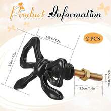 2pcs French Cute Cool Black Bow Knobs For Vanity, Drawer, Door Handles - A - View 8
