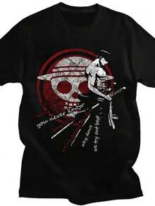 2025  One Piece Zoro Tshirt Men Women Cotton T-Shirt Short Sleeve Tee Shirt  Summer Tops Clothing - 黑色1 - 查看 1