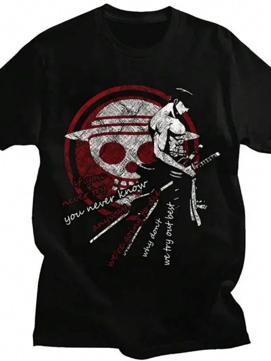 2025 One Piece Zoro Tshirt Men Women Cotton T-Shirt Short Sleeve Tee Shirt Summer Tops Clothing - 黑色1 - 查看 1