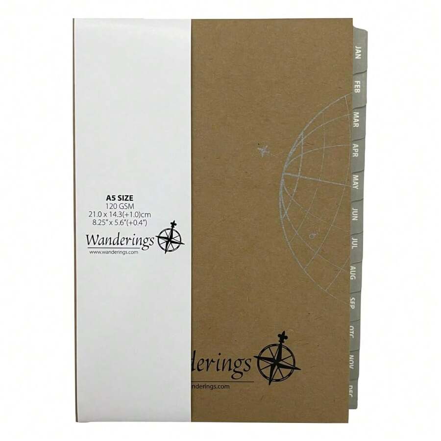 Wanderings 2026/27 Calendar Planner Inserts - Ivory Color - Thick Monthly Weekly Calendar Refill For A5 6-Ring Binder Planner Compatible With Filofax 8 1/4 X 5 5/8 (21cm X 14.2cm) To Jun 2027 - DatedCalendar2026 - View 1