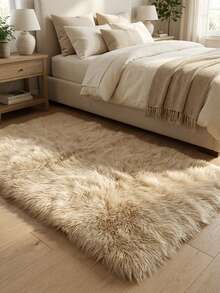 1pc Christmas & New Year Carpet, Autumn/Winter New Faux Fur Decorative Carpet, 5-7cm Pile Height, Brown Long Plush Decorative Carpet, Can Be Used As Window Sill Mat, Sofa Cushion, Bedroom Rug - Brown - View 4