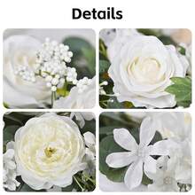 2 Pack Artificial Peony Flower Garland - 6ft Silk Peony Vine Willow Leaves And Eucalyptus Garland White Arch Flower Vine For Wedding Party Table Decoration (White) - 白色 - 查看 4