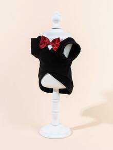 一套绅士领结领连衣裙，秋冬宠物裙，蕾丝领加厚羊毛宠物裙，保暖珍珠领加厚幼犬裙，猫狗公主裙 - 彩色 - 查看 3