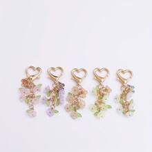 3D Flower Keychain In Pink Gold Alloy, Double Lobster Clasp Key Ring With Vibrant Floral Charm, Chic Bag & Wallet Pendant, Cute Gift For Women - Màu tím - Xem 4