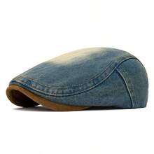 Unisex Retro Beret Hat, Reversible Newsboy Cap, Washed Denim Baseball Cap - Multicolor - View 4