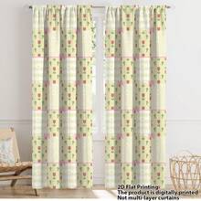 2pcs Fresh & Cute Plaid Tulip & Daisy Bow Window Curtains, Polyester Fabric, Suitable For Rental House, Living Room, Kitchen, Bedroom, Removable & Machine Washable - Multicolor - View 5